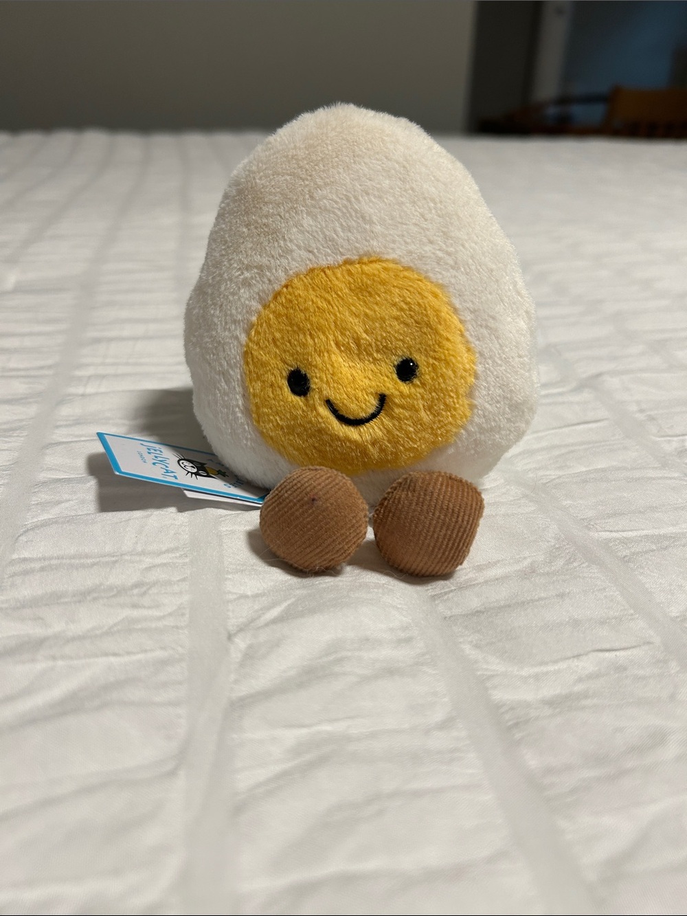 Plush Egg Toy - White & Yellow Soft Bath Toy for Kids